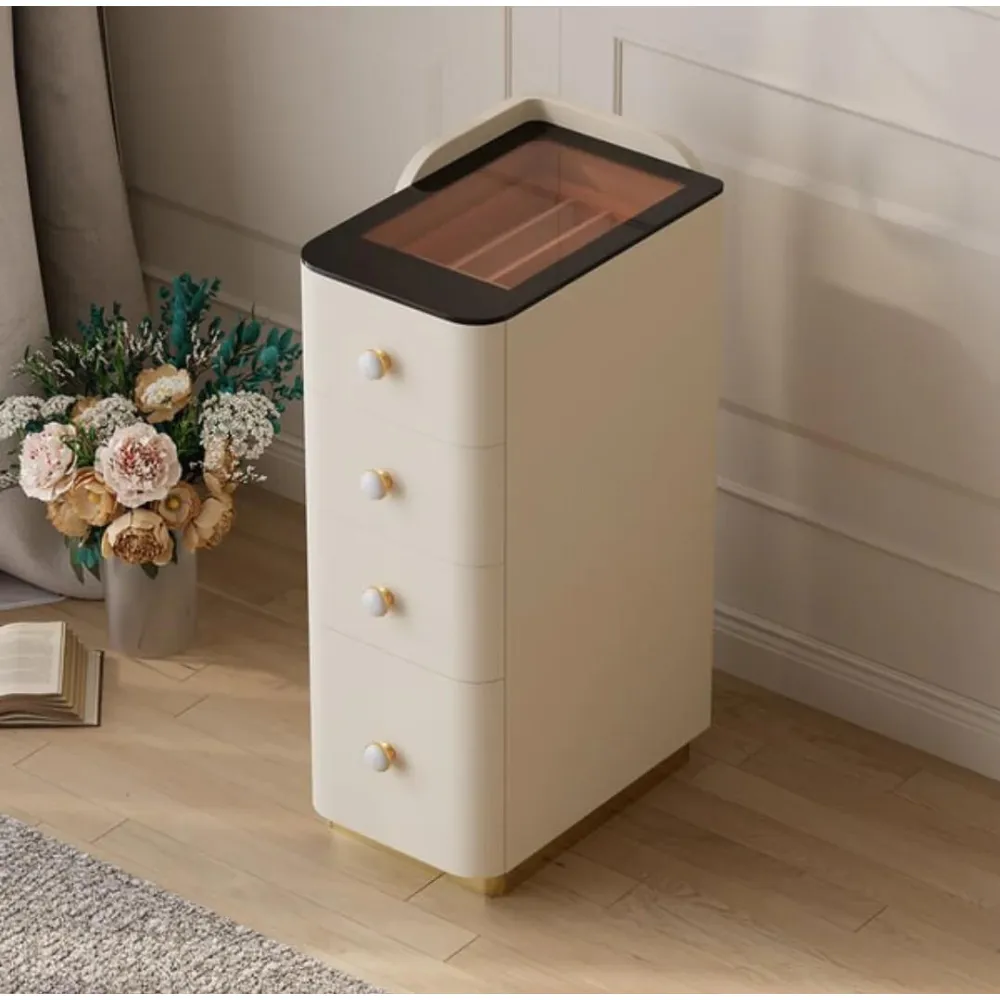 Rocco PU Polished 4 Drawer Bedside