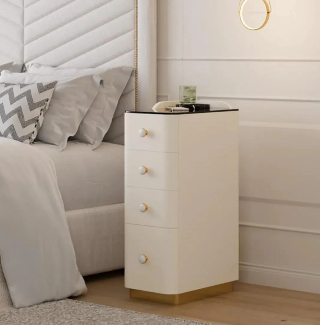 Rocco PU Polished 4 Drawer Bedside