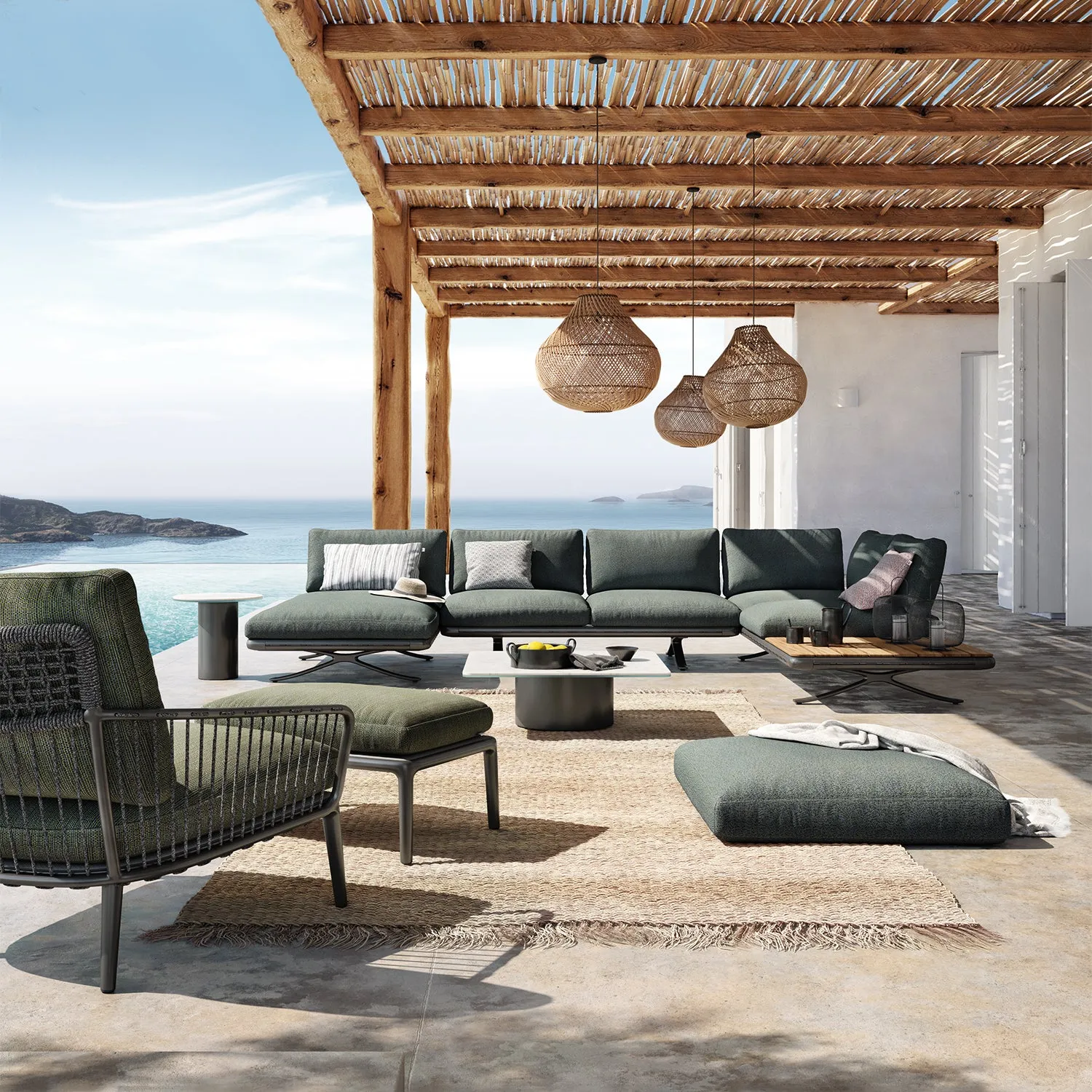 rolf benz | yoko 219 outdoor sofa with shelf | bianco