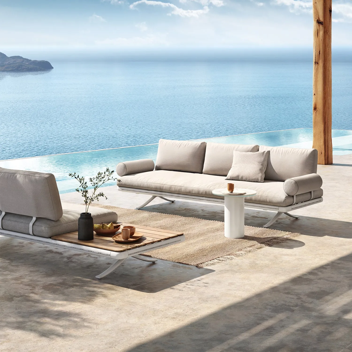 rolf benz | yoko 219 outdoor sofa with shelf | bianco