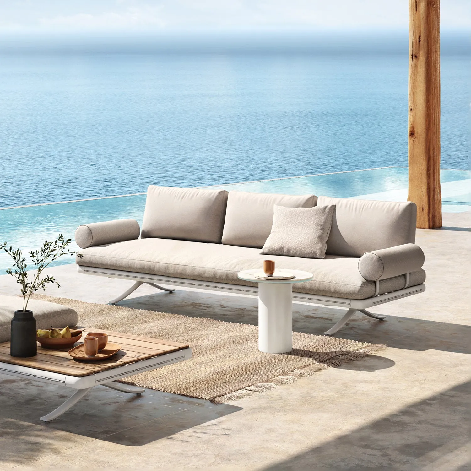 rolf benz | yoko 219 outdoor sofa with shelf | bianco