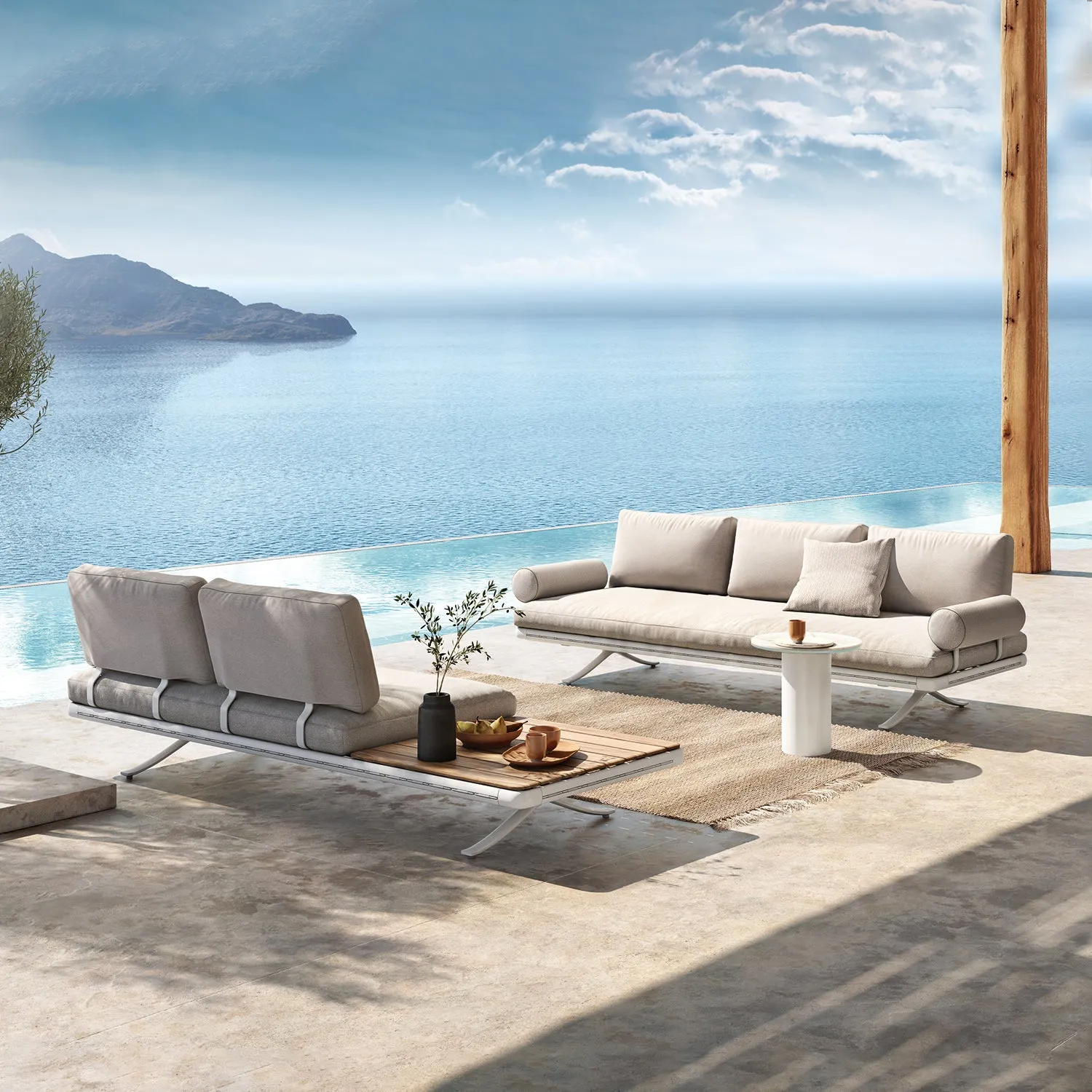 rolf benz | yoko 219 outdoor sofa with shelf | bianco