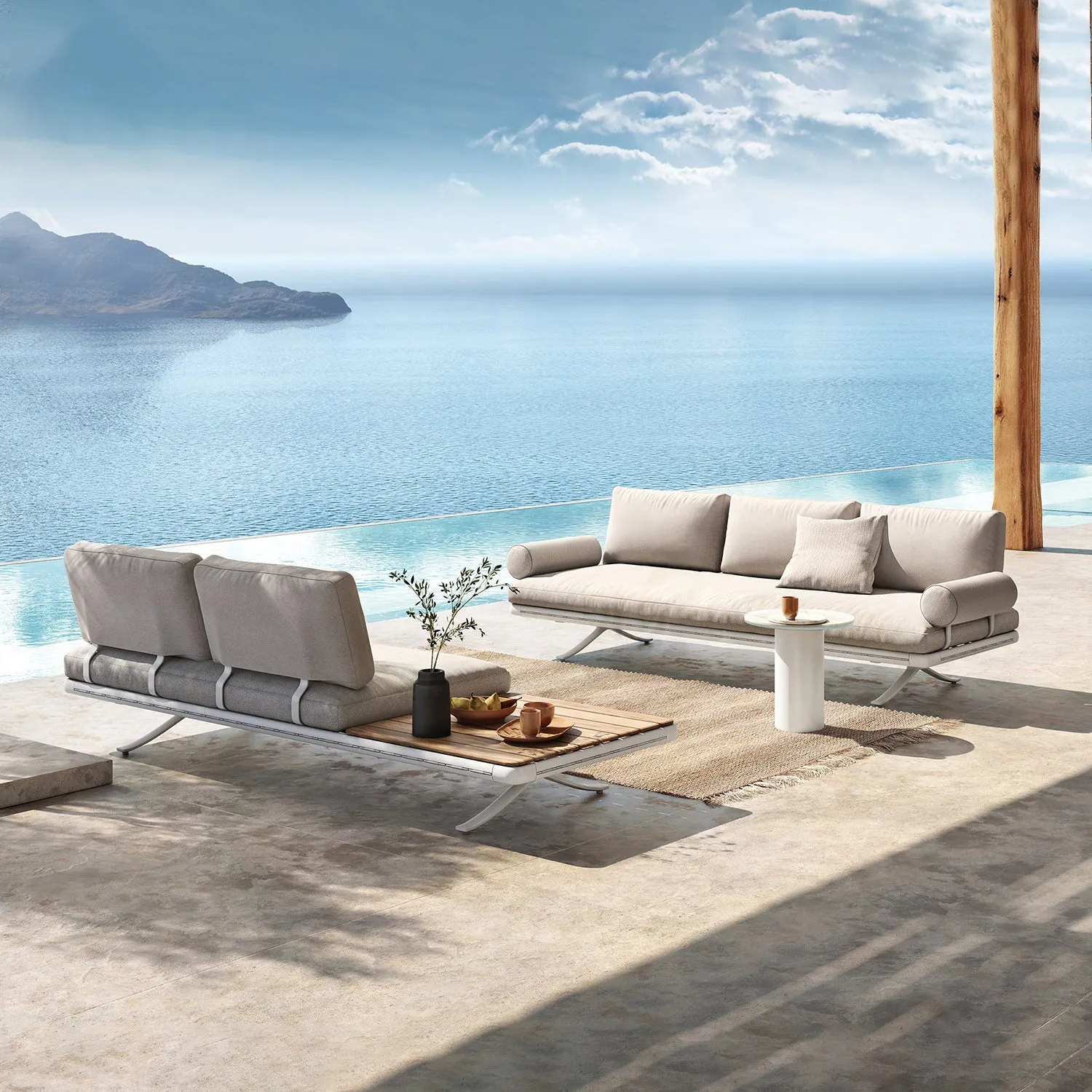 rolf benz | yoko 219 outdoor sofa with shelf | bianco