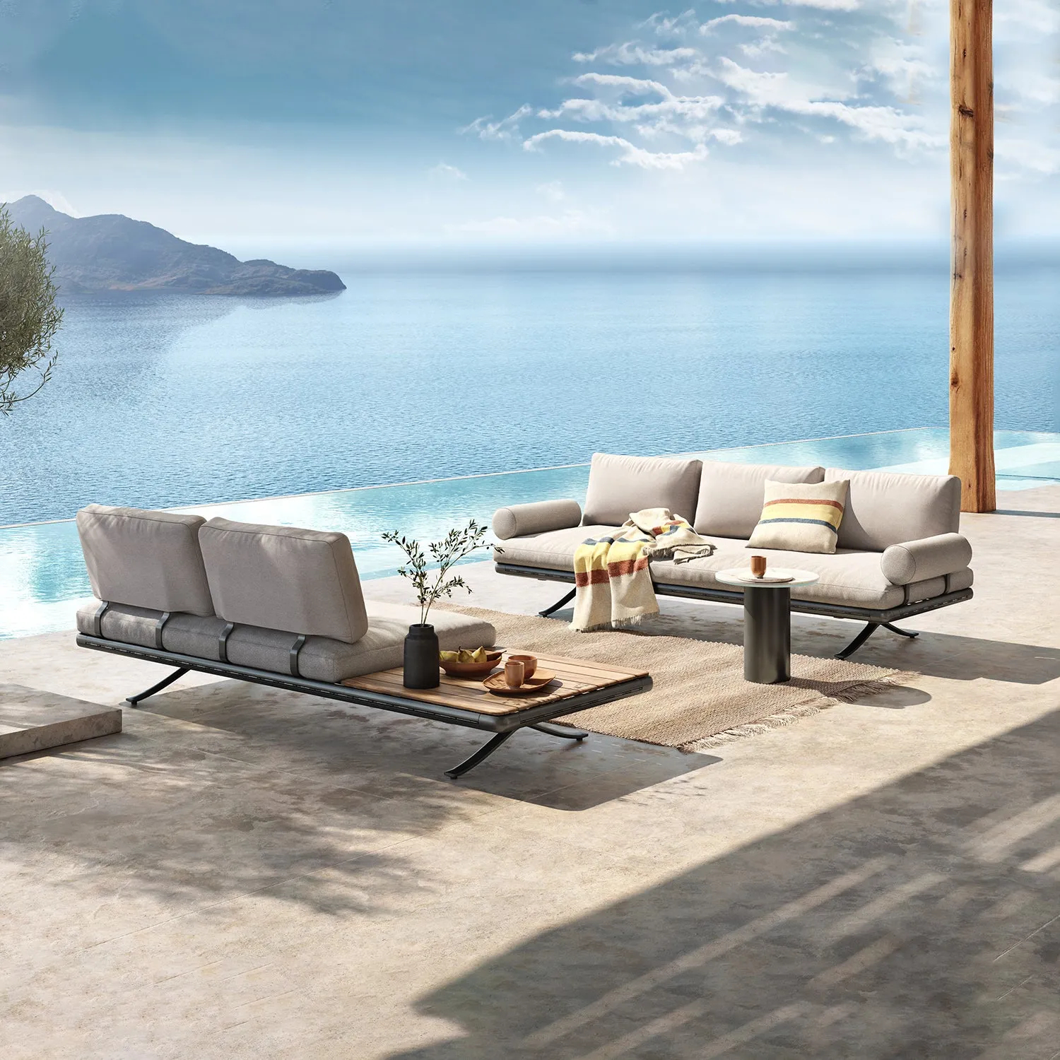 rolf benz | yoko 219 outdoor sofa with shelf | bianco