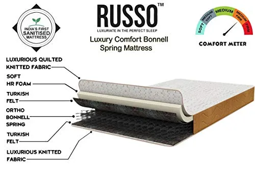 RUSSO Luxury Comfort Bonnell Spring Mattress (72 x 48 x 8 Inch)