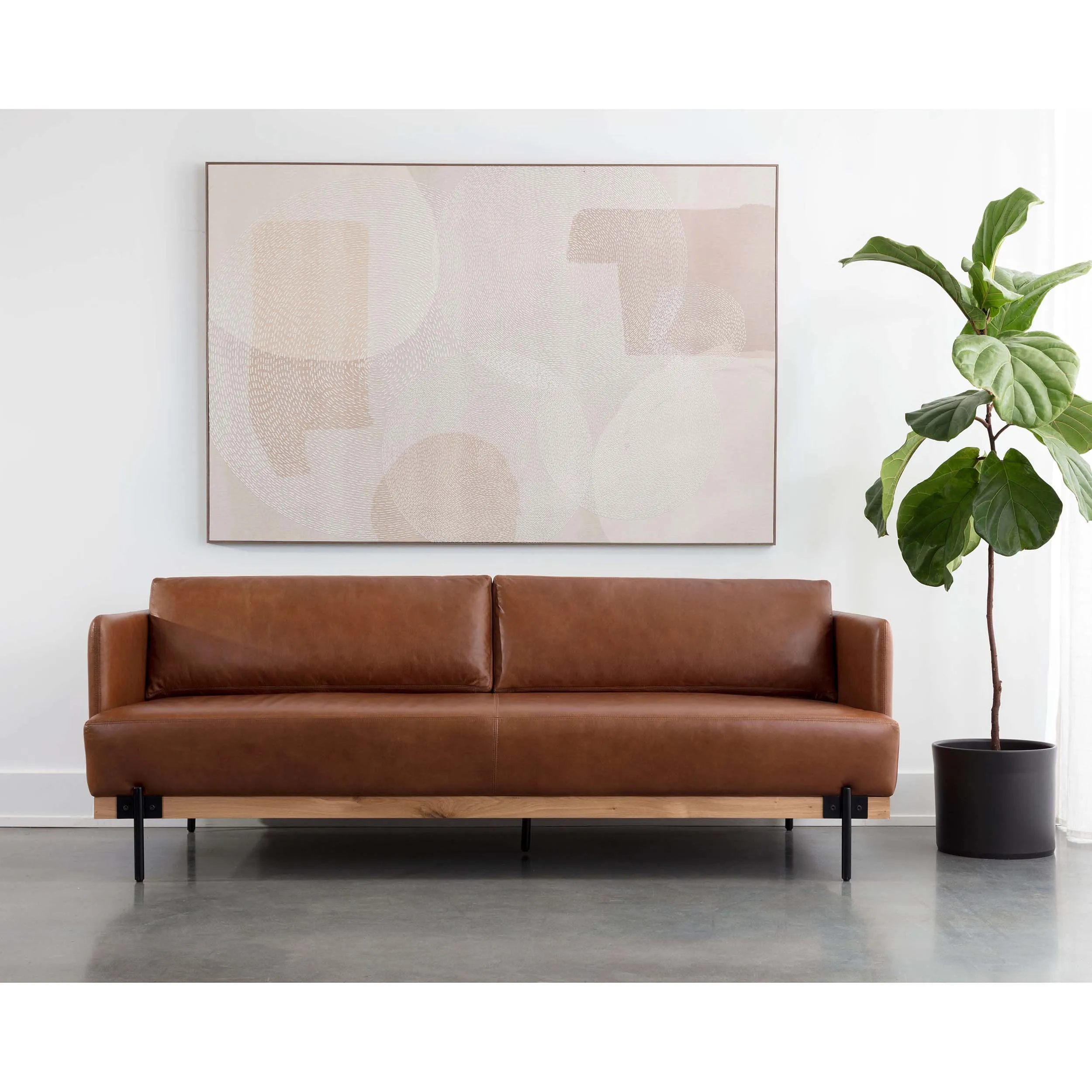 Saul Leather Sofa, Shalimar Tobacco