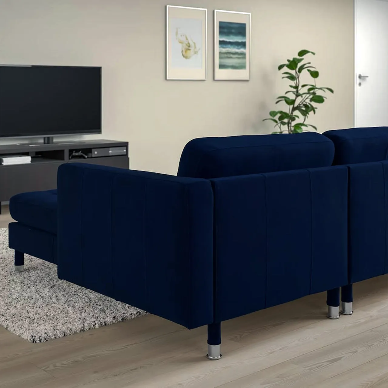 Serenova 3- Seater Chaise Longue Sofa  Navy Blue