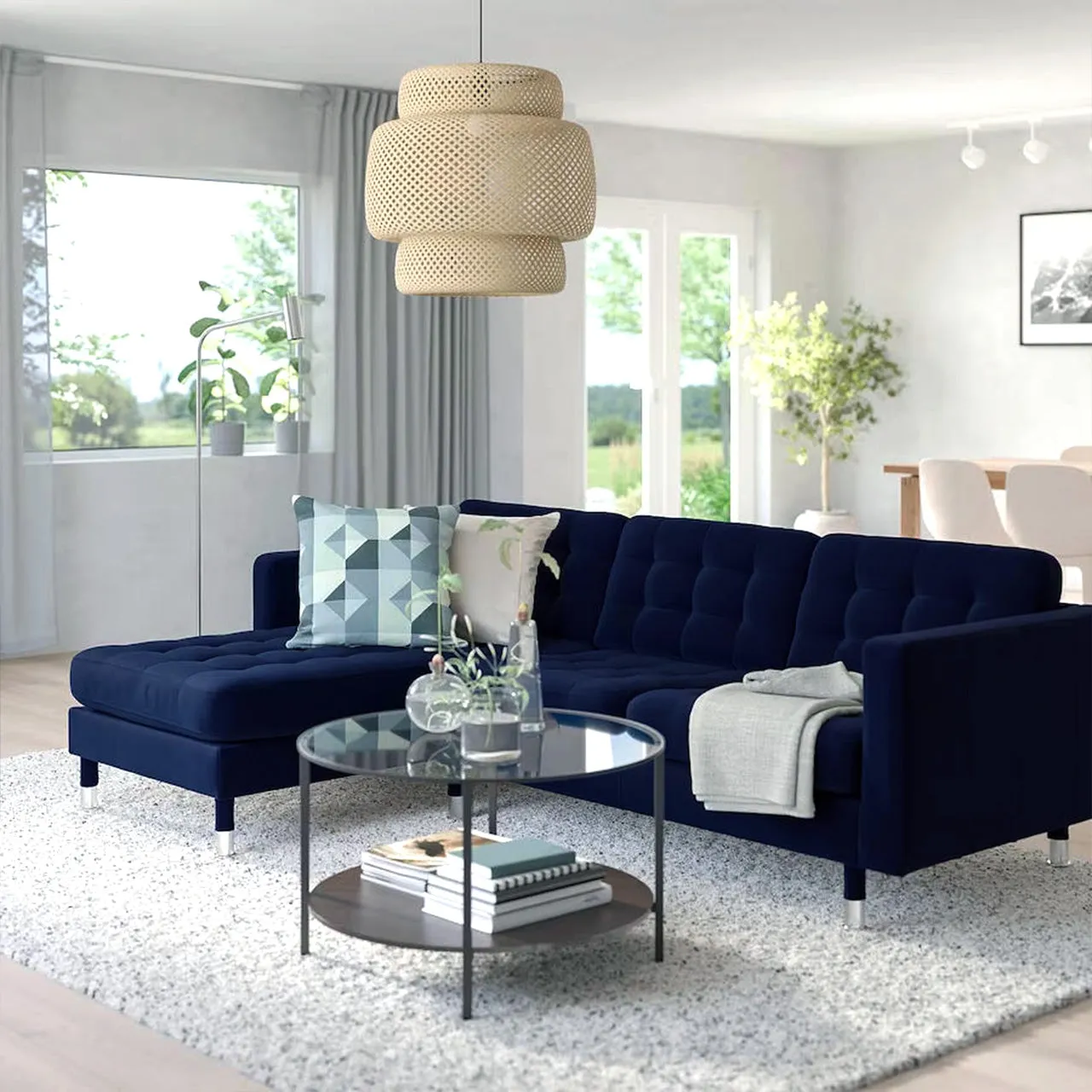 Serenova 3- Seater Chaise Longue Sofa  Navy Blue