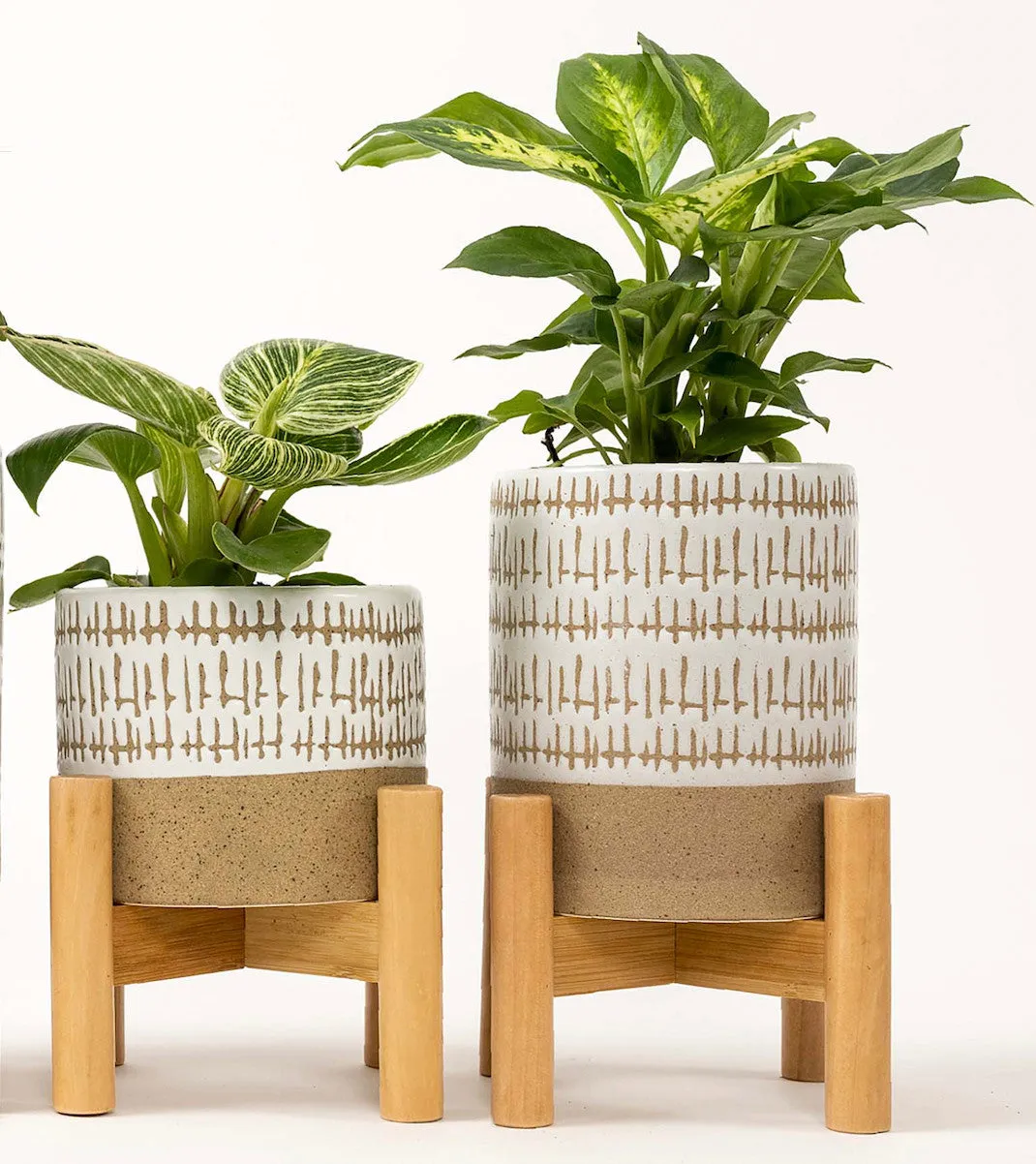 Set of two wood stands | Small wood stands for 4.5" wide planter pots | Pots and plants not included | stands elevate the pot by 2.5" | Wood stands add elegance to your decor