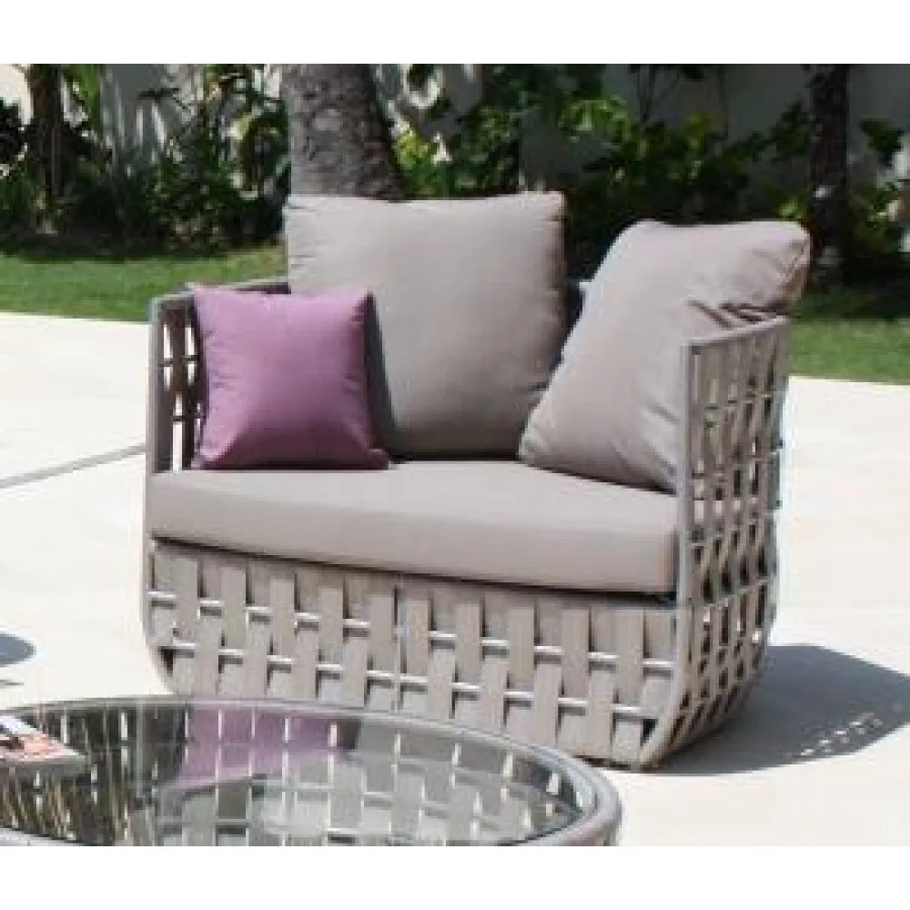 Skyline Design Strips Large Outdoor Contemporary Silver Walnut Rattan Sofa Set