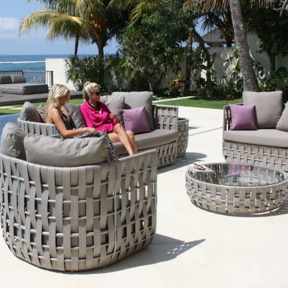 Skyline Design Strips Large Outdoor Contemporary Silver Walnut Rattan Sofa Set