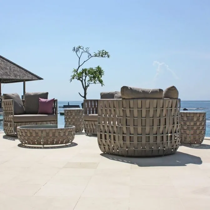 Skyline Design Strips Large Outdoor Contemporary Silver Walnut Rattan Sofa Set