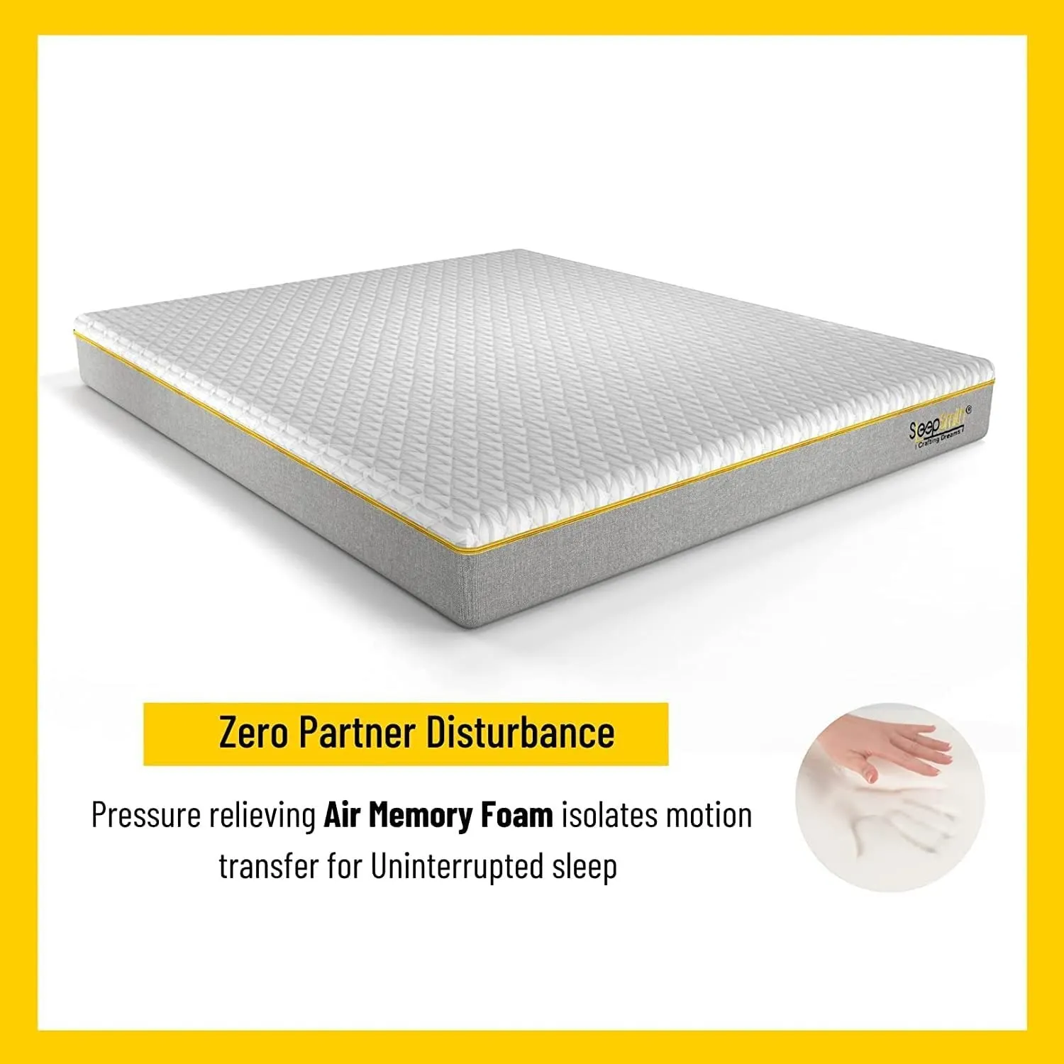 SleepSmith Premium Mattress, 3 Zoned Orthopedic Memory Foam Mattress, 8 Inch with 2 Pillows Graphite Infused Cloud Foam, Active Cooling White Mattress Combo Set, -72" X 60" x 6 Inches, (Queen Size)