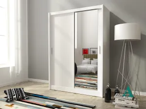 SLIDING DOOR WARDROBE MAJA I MIRROR 130CM WHITE