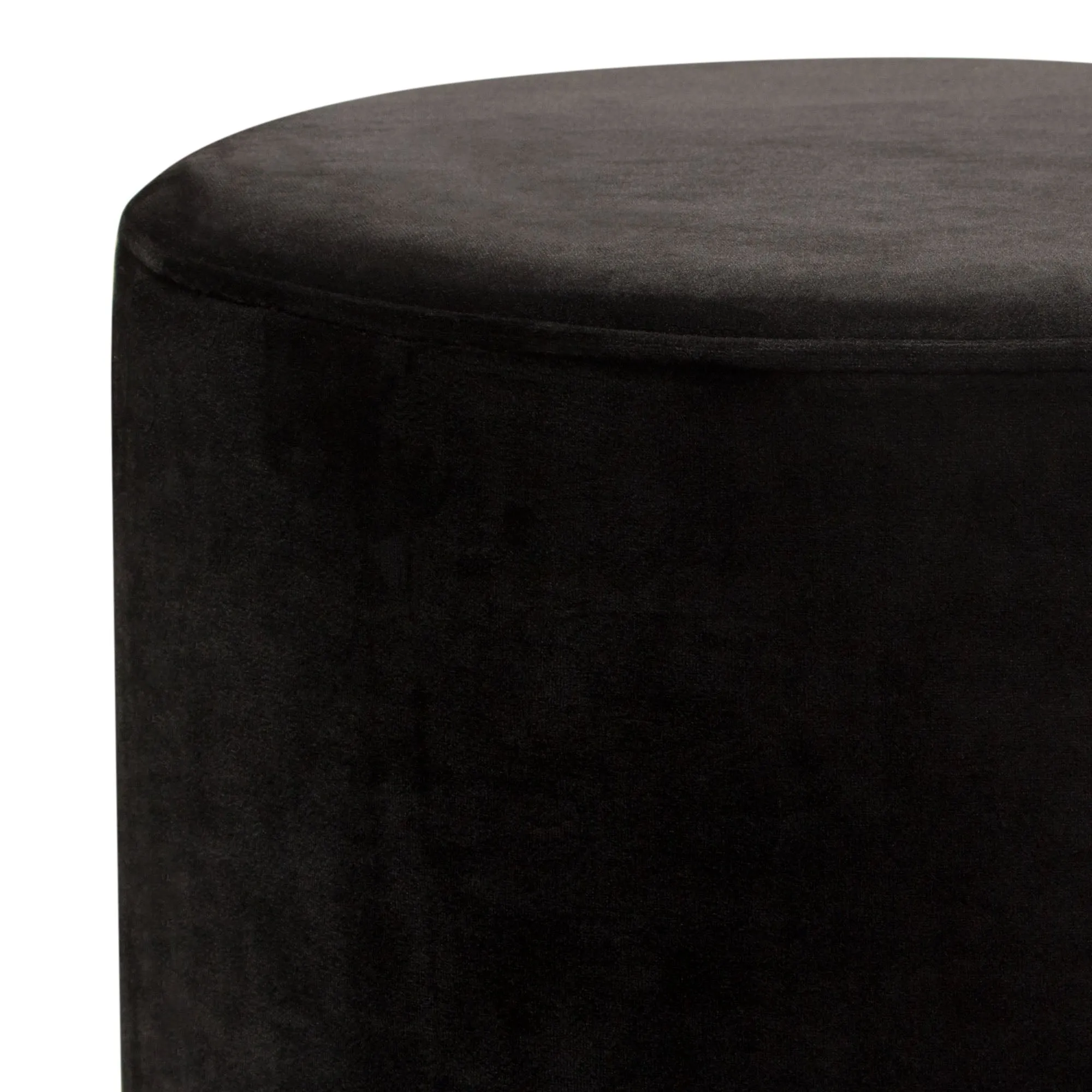 Sorbet Round Accent Ottoman in Black Velvet w/ Gold Metal Band Accent by Diamond Sofa