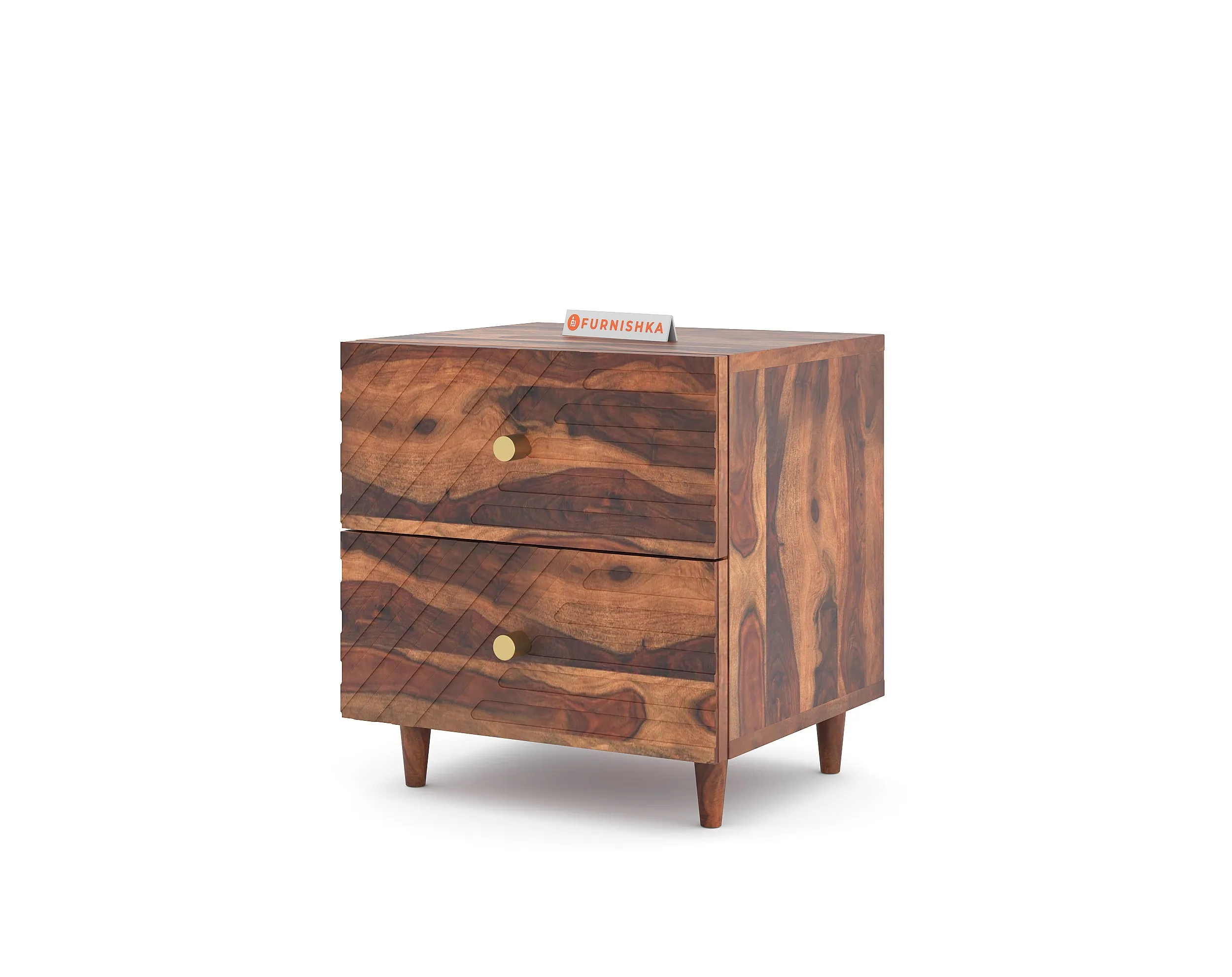 Stella Double Drawer Bedside Table In Sheesham