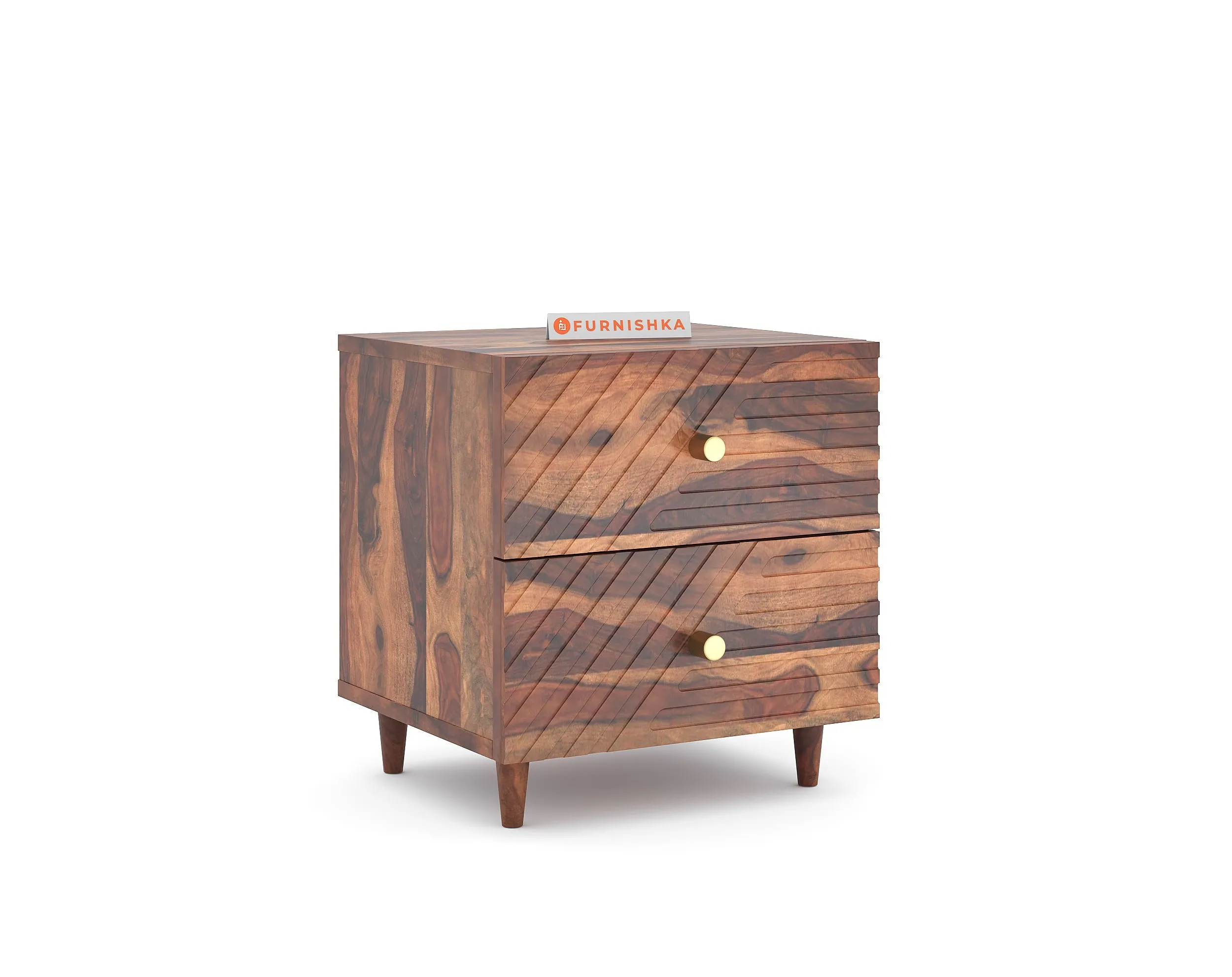 Stella Double Drawer Bedside Table In Sheesham