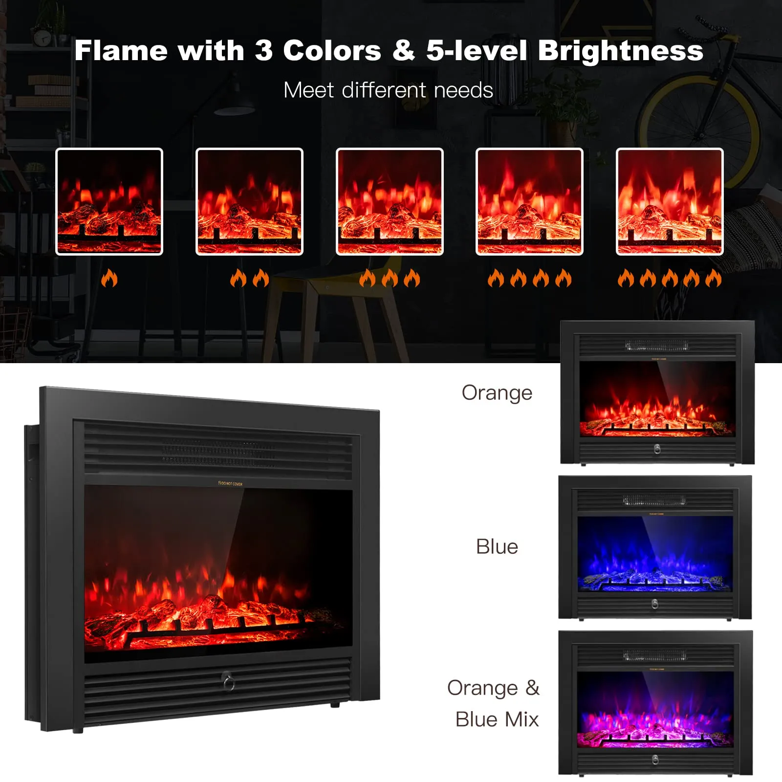 Tangkula 70 Inches Mantel Fireplace, 28.5-Inch Electric Fireplace w/ Remote, 1-8H Timer, Adjustable Flame Brightness & Color