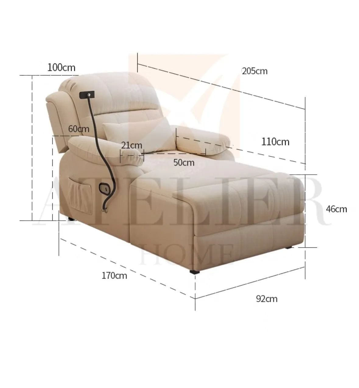 Tenessy 180 degree Electric Recliner Lounge Sofa Bed