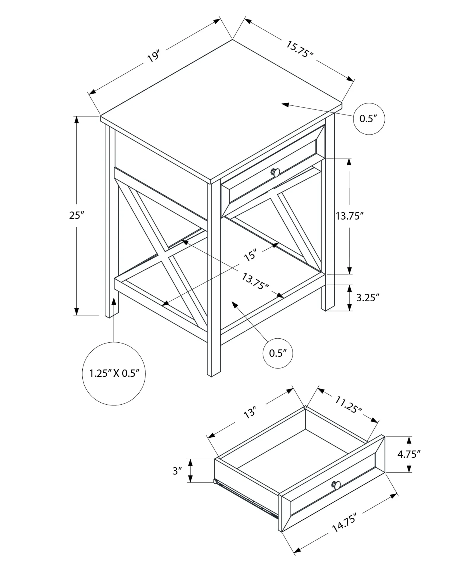 Transitional Black Veneer Accent Table