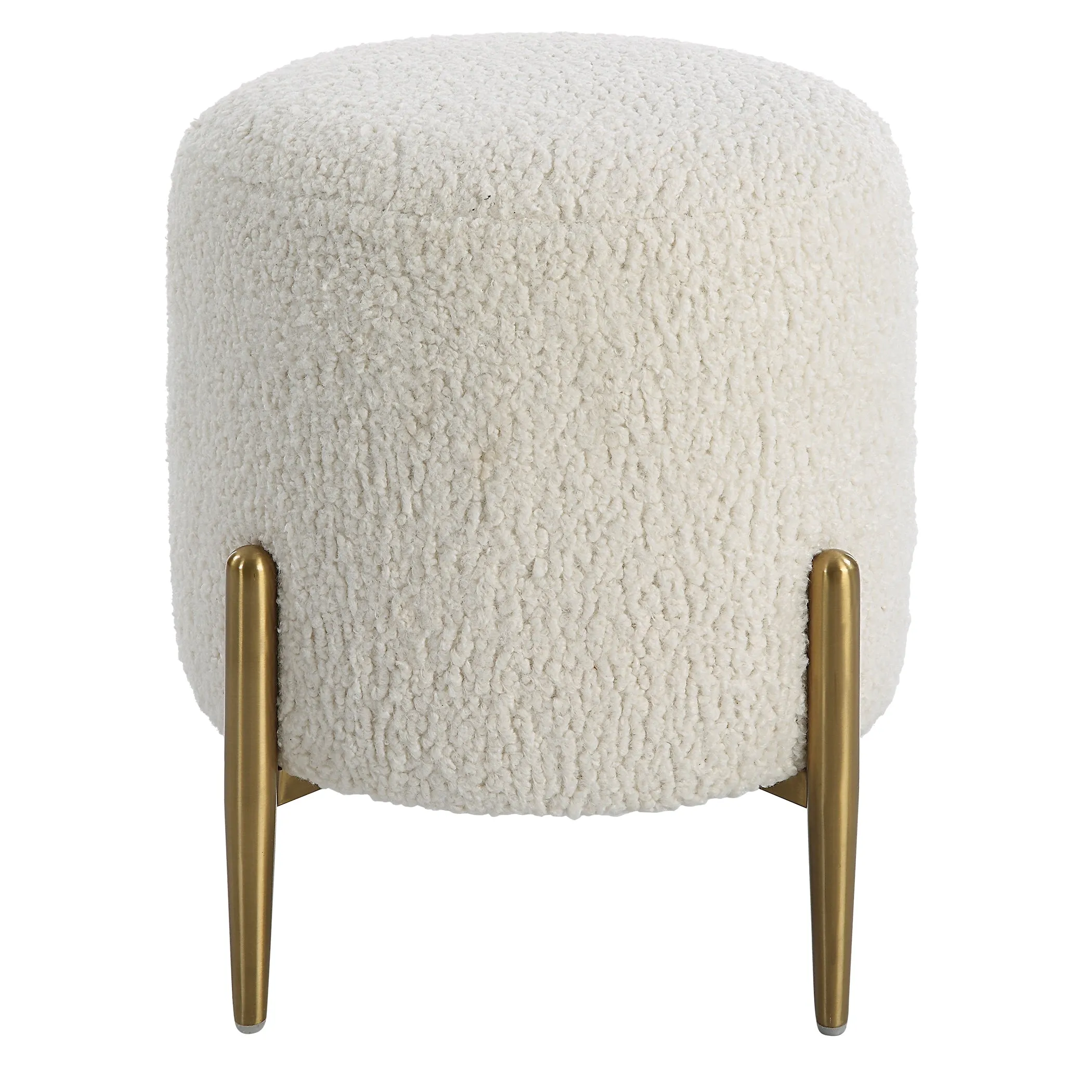 Uttermost Arles White Shearling Brass Ottoman