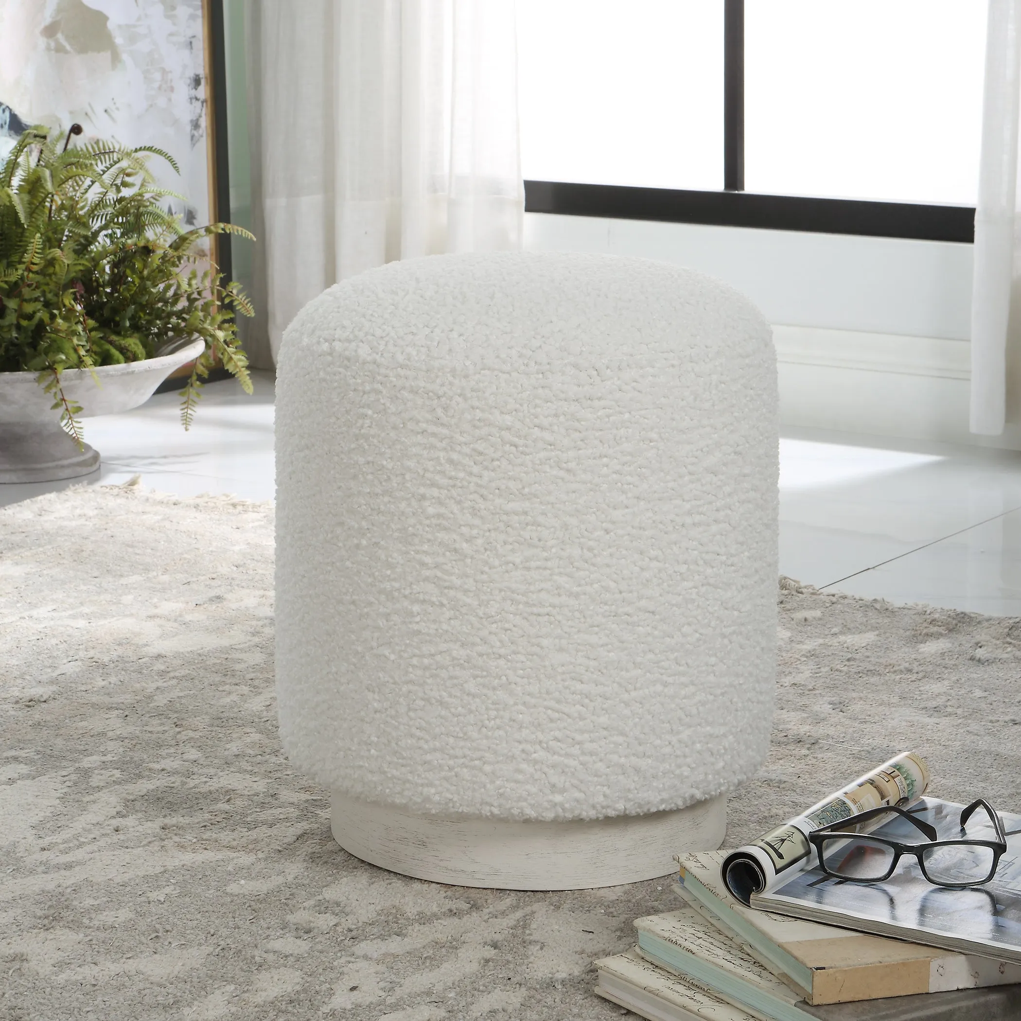 Uttermost Avila White Ottoman