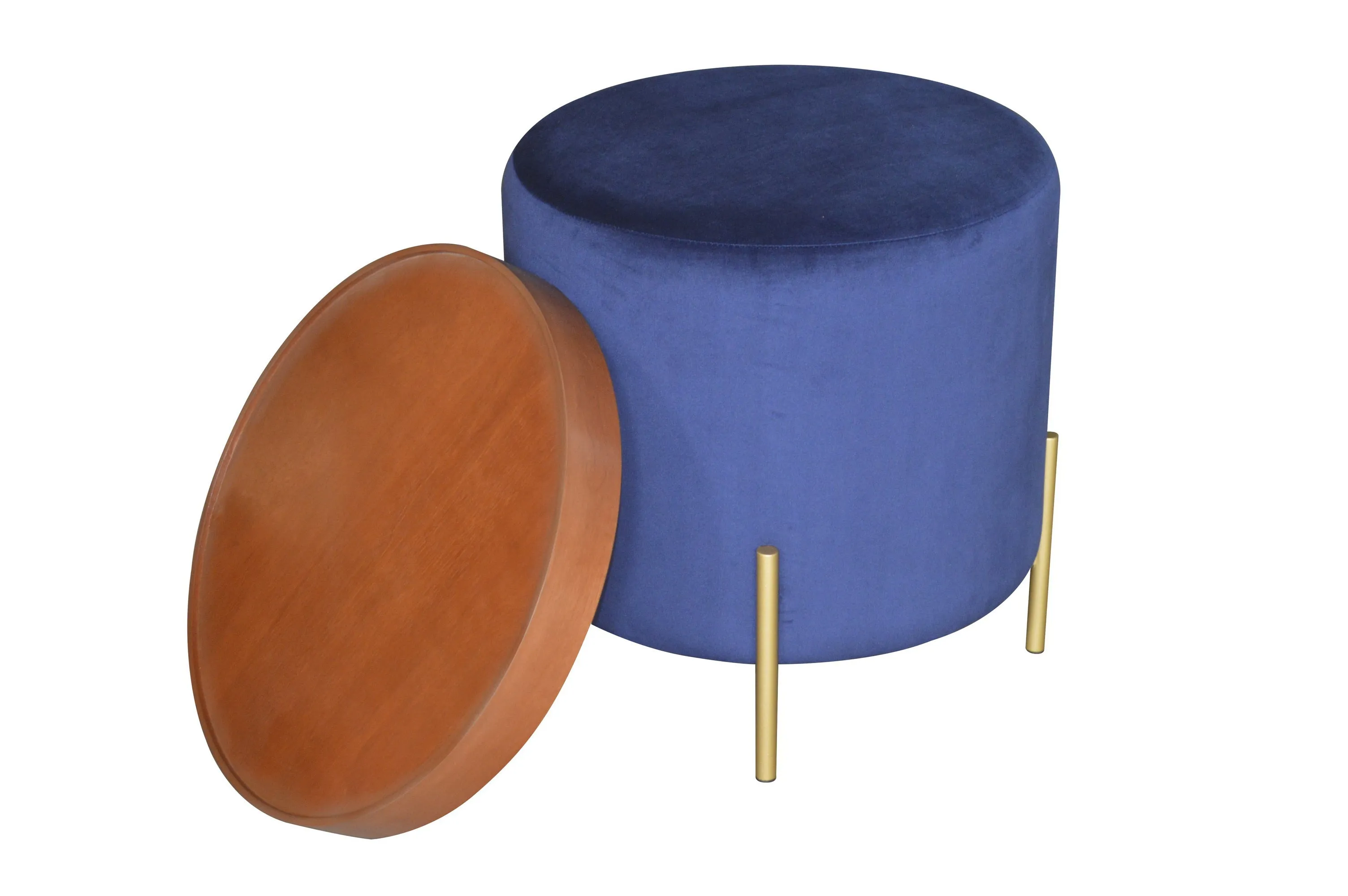 Valentine Ottoman With Tray Top, Blue Velvet