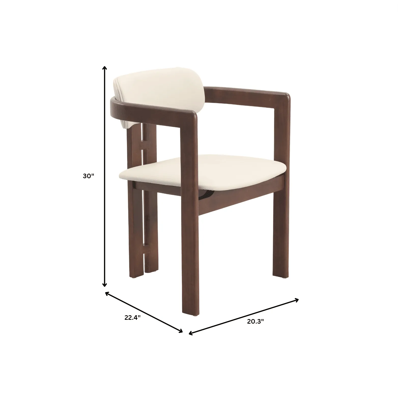 Velo Upholstered Dining Chair in Leather with Open Back and Wood Legs Set of 4