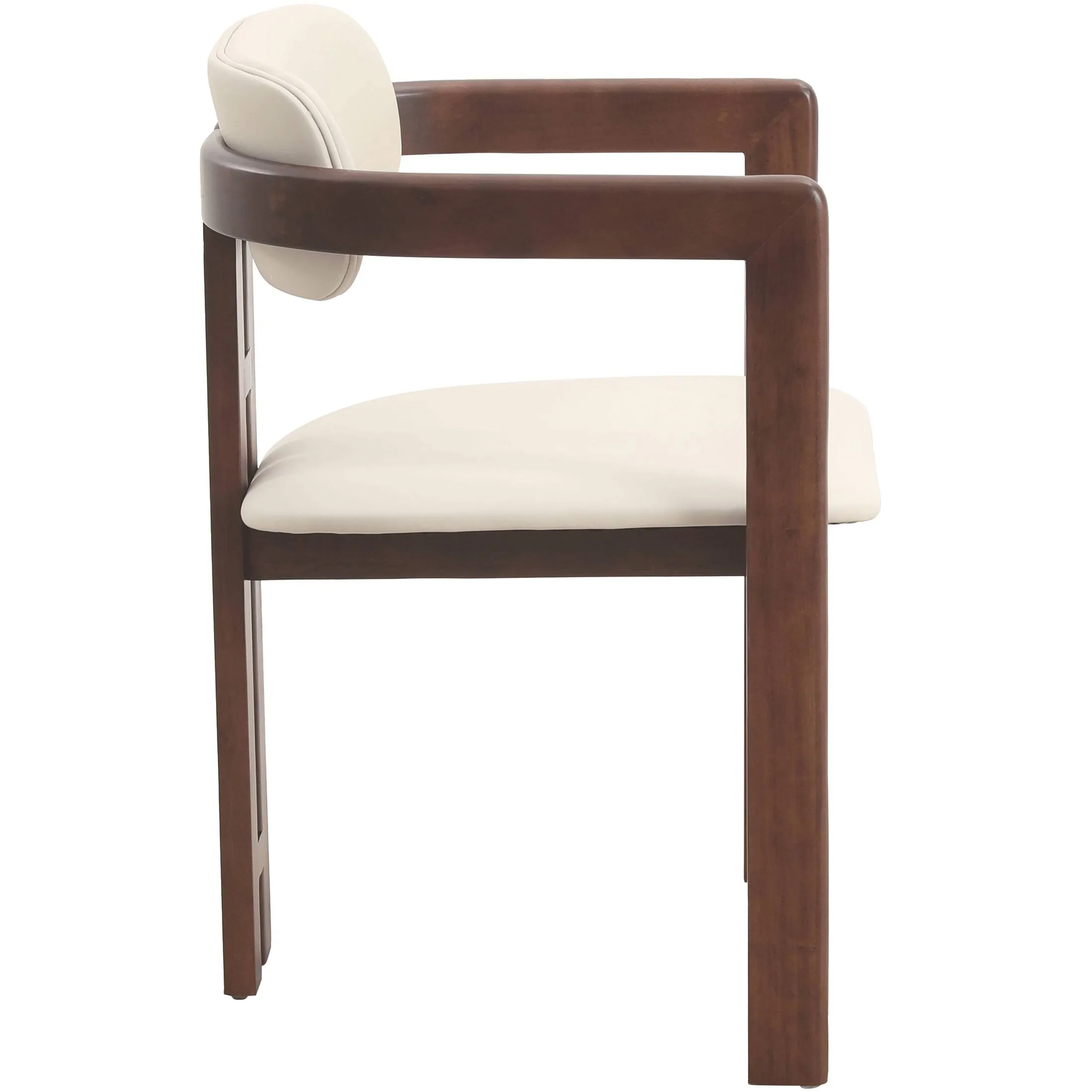 Velo Upholstered Dining Chair in Leather with Open Back and Wood Legs Set of 4