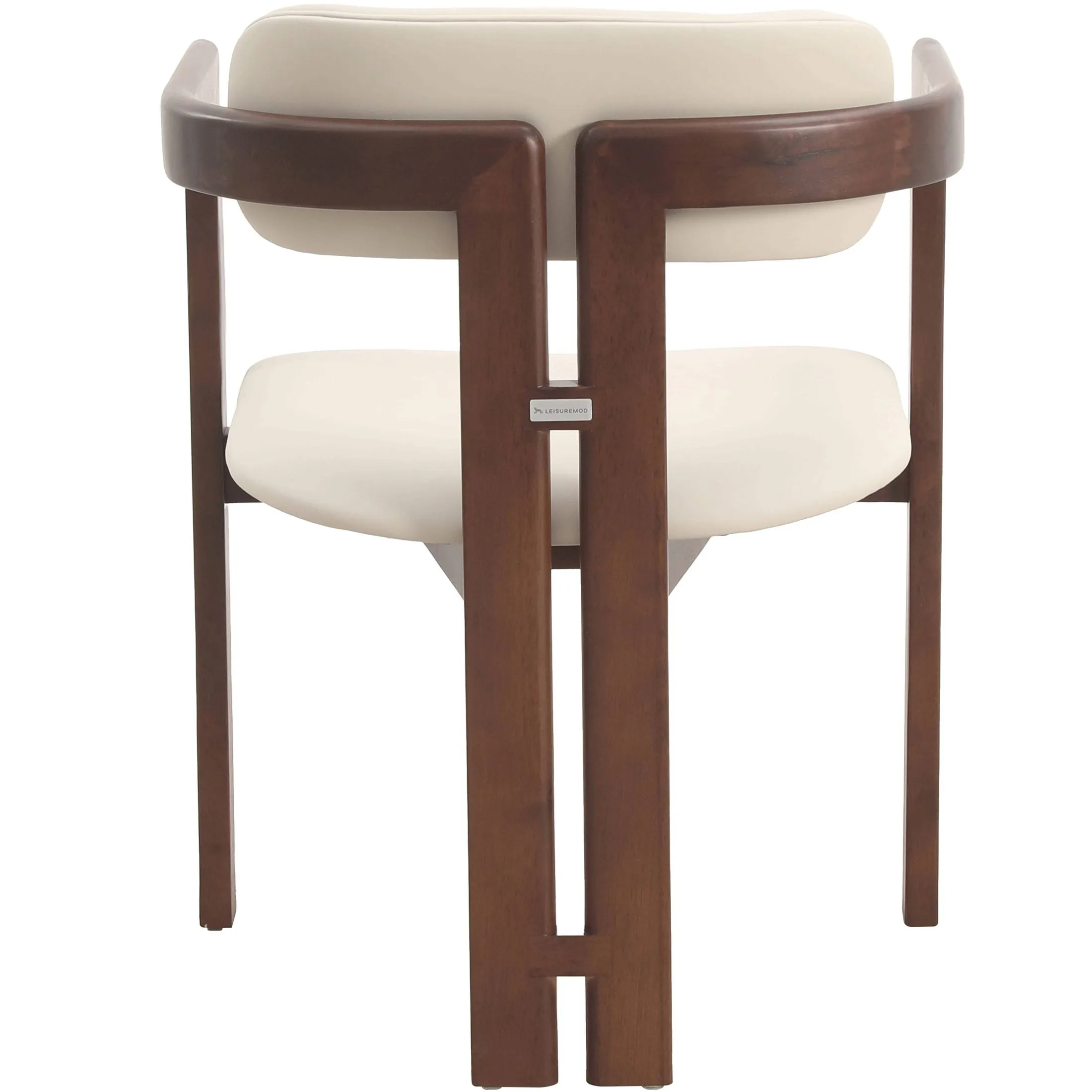 Velo Upholstered Dining Chair in Leather with Open Back and Wood Legs Set of 4