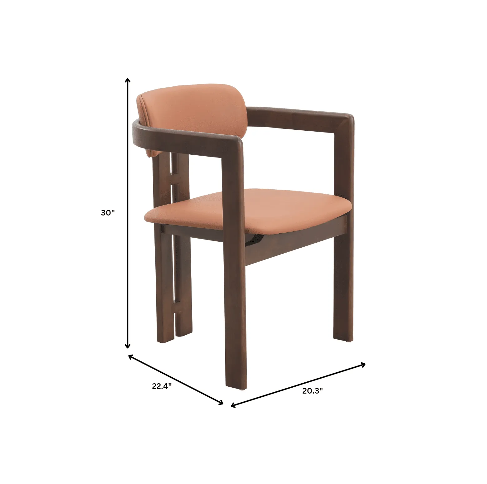 Velo Upholstered Dining Chair in Leather with Open Back and Wood Legs Set of 4