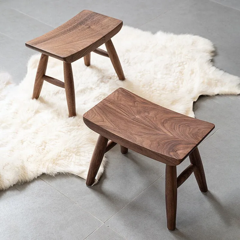 Walnut Square Wooden Stool