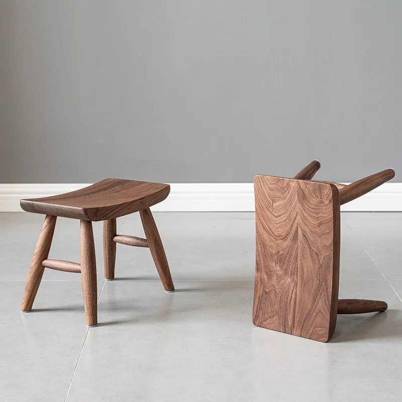 Walnut Square Wooden Stool