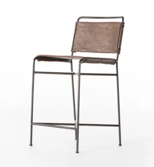 WHARTON BAR STOOL, DISTRESSED BROWN