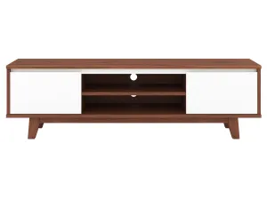 White and Dark Brown Wood TV Stand for TVs up to 68 Inches