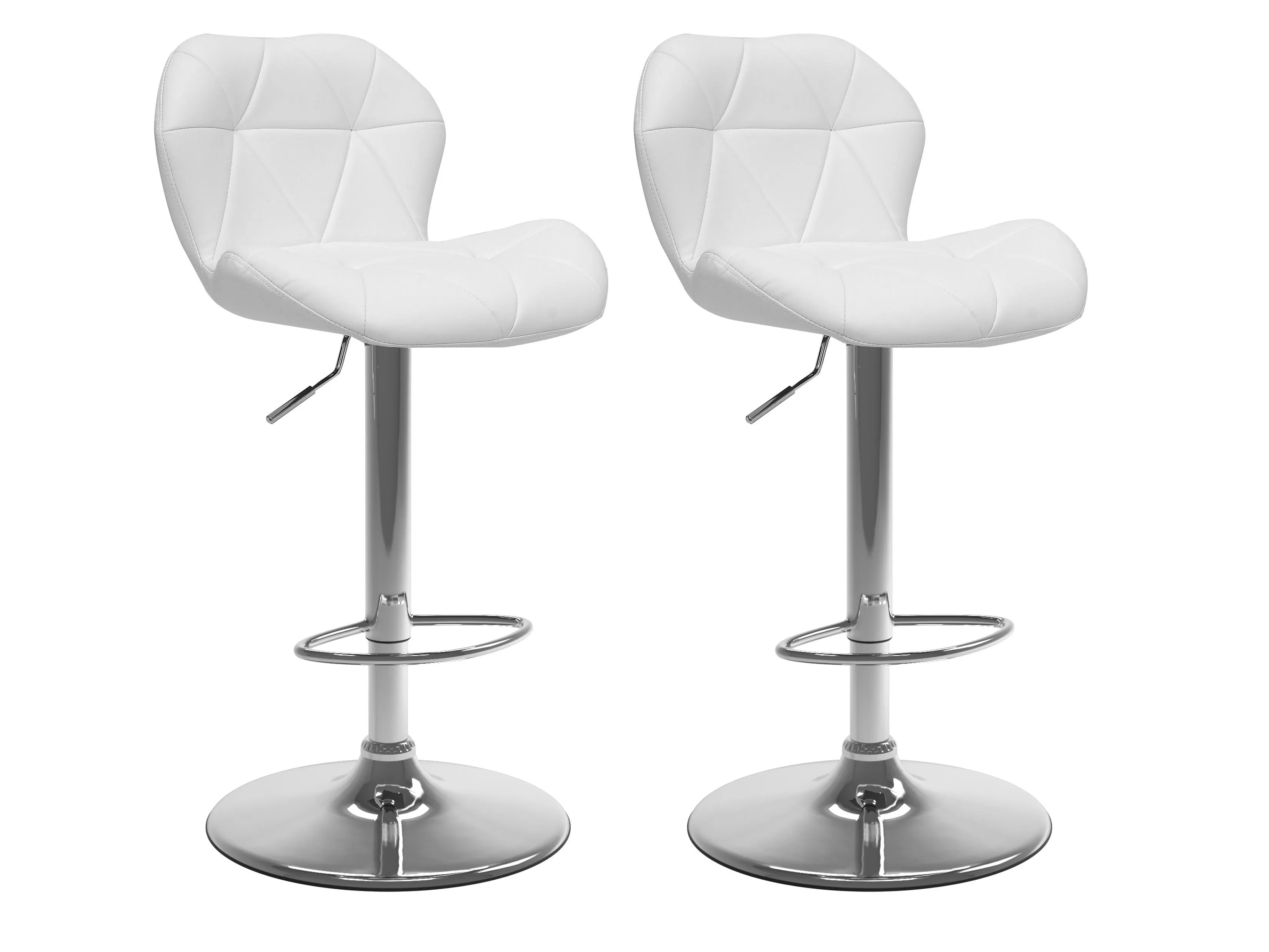 White Bar Stools with Backs, Set of 2