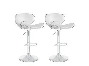 White Bar Stools with Backs, Set of 2