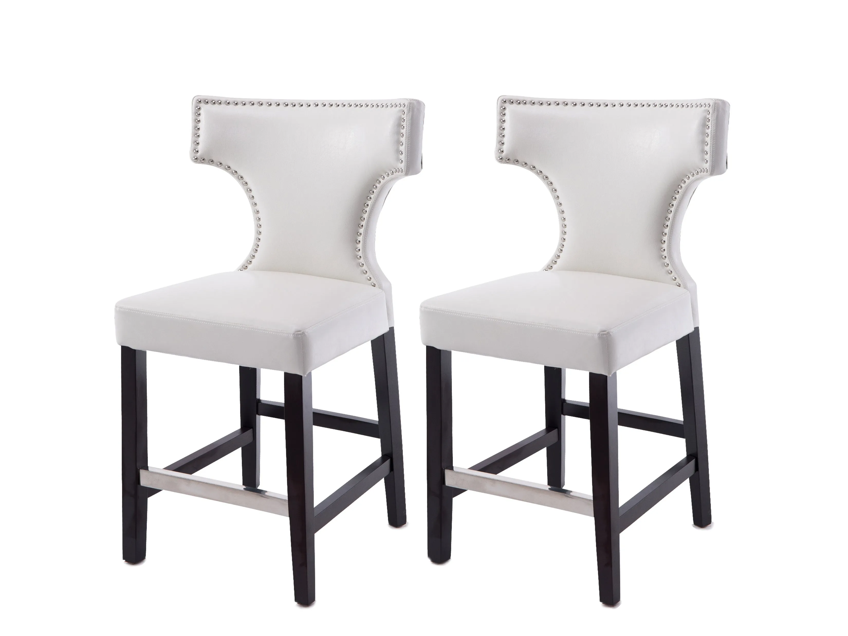 White Counter Height Bar Stools, Set of 2