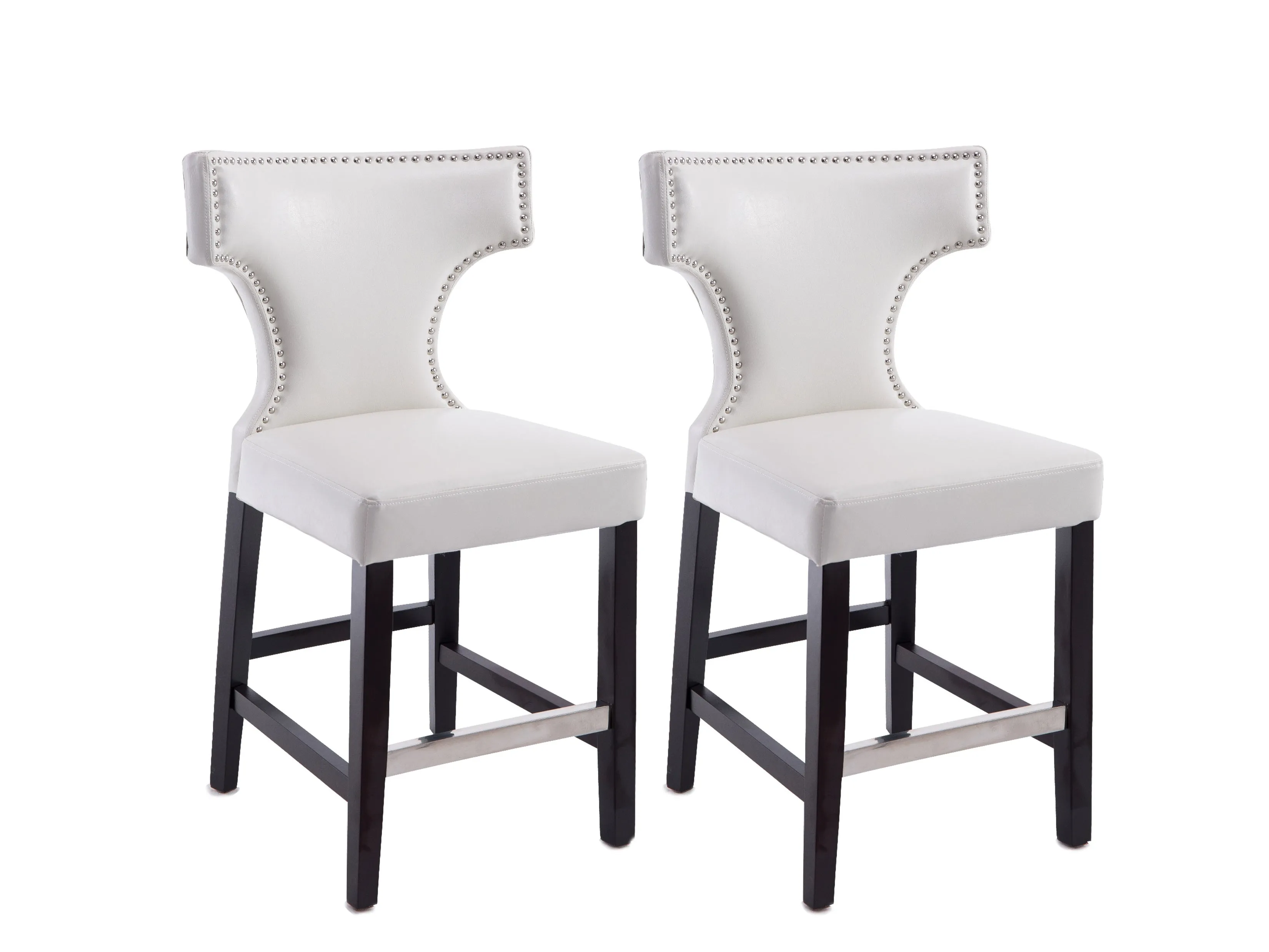 White Counter Height Bar Stools, Set of 2