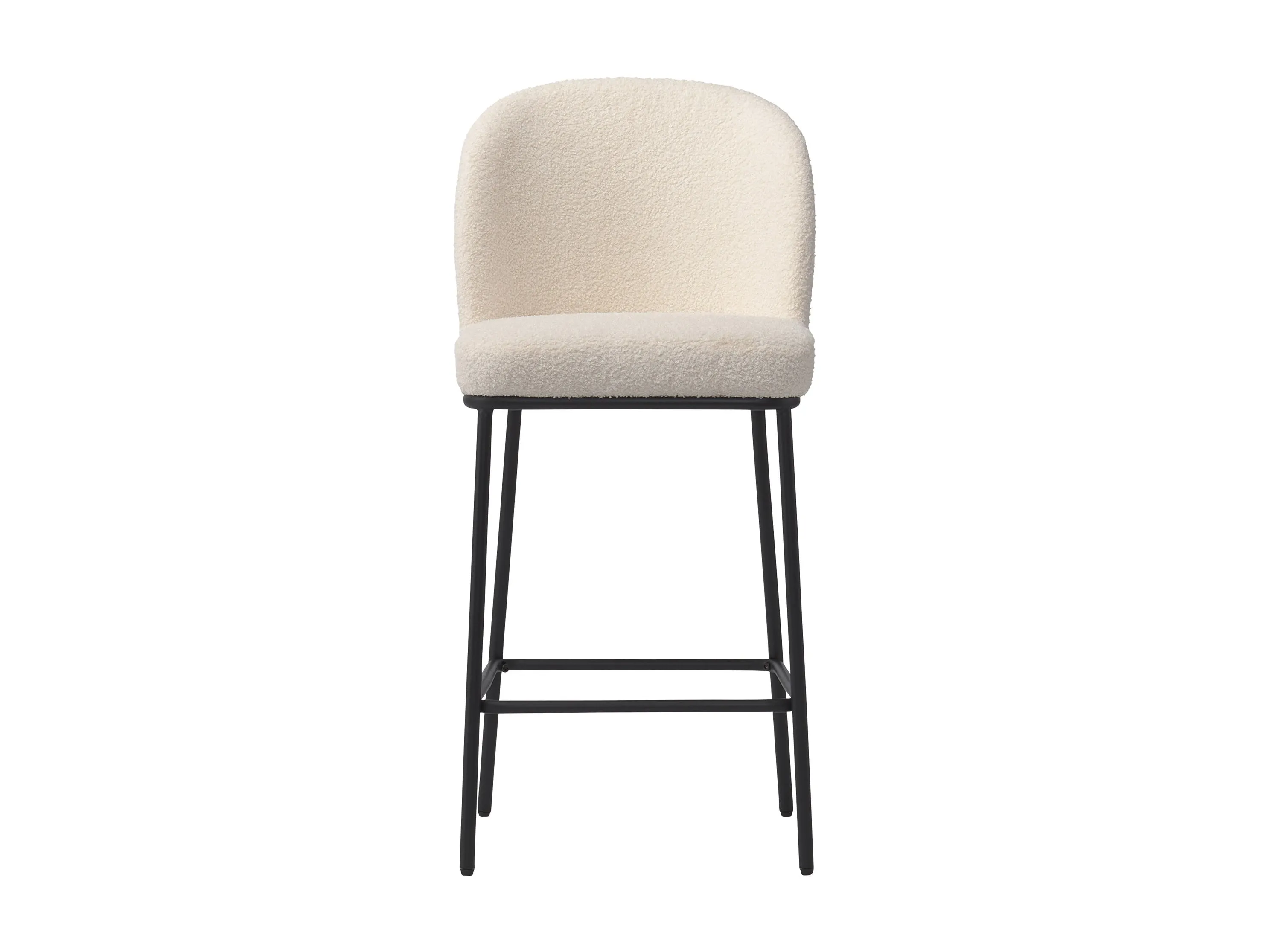 White Luxury Boucle Bar Stools, Set of 2