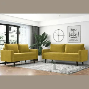 Wooden Twist Allay Designer Handmade Velvet Fabric Solid Wood Soft & Comfortable Sofa Set